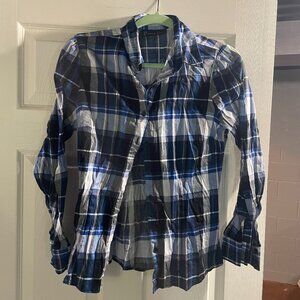 NY&Co Blue White Gray Flannel Shirt